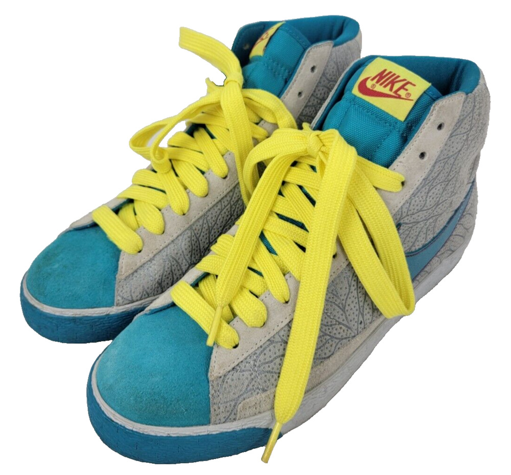 Nike Blazer High Metallic Platinum Grass Blue Women's Shoes Size 11 #317808